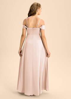 Azazie Anselie Junior Vestido de Rosa Rubor de Satén Elástico de Corte En A con Vestidos sin tirantes image2