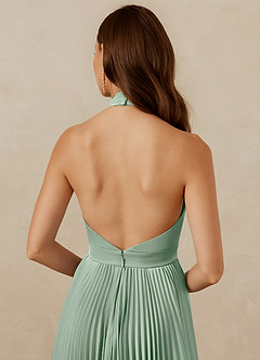 Christian Siriano Bridal for Azazie 1007 Bridesmaid Dresses Agave A-Line Pleated Stretch Satin Dress image7