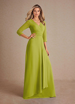 Azazie Mayfield Mère de la mariée Robes Robe Trapèze en Mousseline de soie Plissée Citronnelle image4