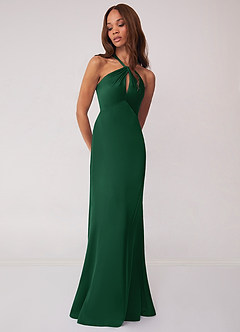 Barbie ♥ Azazie Bridesmaid Dresses Dark Green Sheath Stretch Satin Dress image4