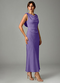 Azazie Kieryn Robes de demoiselle d'honneur Robe Sirène en Satin extensible Plissée Tahiti image5