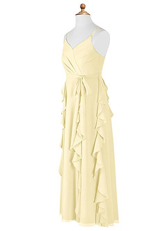 Azazie Peyton Junior Lemon Sorbet A-Line V-Neck Cascading Ruffles Chiffon Dress image8