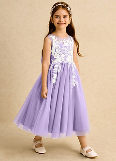 Azazie Sundae Blumenmädchenkleider Ballkleid Spitze Kleid Flieder image4