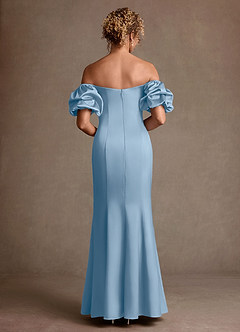 Azazie Redding Klänningar till brudens mor Klä Tubklänning i Stretch Satin Rynkad Puderblå image2