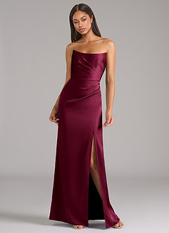Azazie Marla Bridesmaid Dresses Burgundy Sheath Strapless Stretch Satin Convertible Dress image4