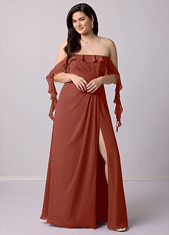 Barbie ♥ Azazie Bridesmaid Dresses Auburn A-Line Off the Shoulder Chiffon Convertible Dress image10