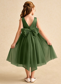 Azazie Winnie Flower Girl Dresses Olive Ball-Gown Bow Tulle Dress image1