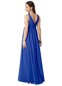 Azazie Yetta Maternity Bridesmaid Dresses A-Line V-Neck Gathered Chiffon Floor-Length Dress image5