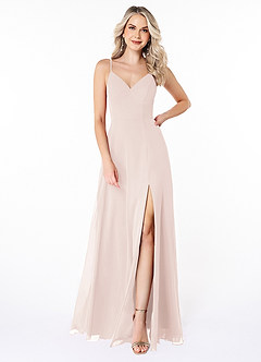 Azazie Lena Jurken voor bruidsmeisjes Jurk van Chiffon met A-Lijn Kant Rozenblaadje image1