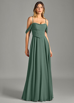 Azazie Chelsey Slutförsäljning Klä av A-Linje i Chiffong Av axeln Lemon Sorbet Konvertibel image3