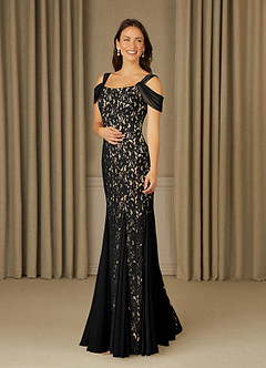 Azazie Claribel vestidos de madre de la novia Vestido de Negro de Encaje de Sirena con Vestidos sin tirantes image3