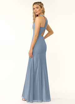 Azazie Rue Brautjungfernkleider A-Linie Halter Chiffon Kleid Staubblau image5