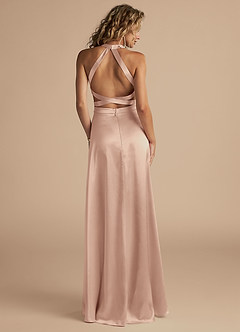 Azazie Clarice Bridesmaid Dresses English Rose A-Line High Neck Metallic Satin Dress image2