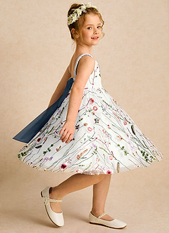 Azazie Peppa Flower Girl Dresses Ivory Neptune A-Line Sweetheart Neckline Tulle Dress image4