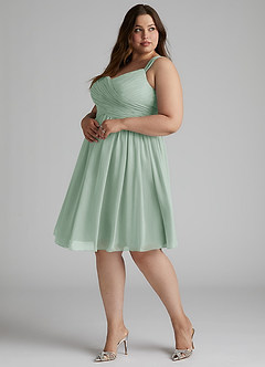 Azazie Angie Bridesmaid Dresses Agave A-Line Corset Chiffon Dress image13
