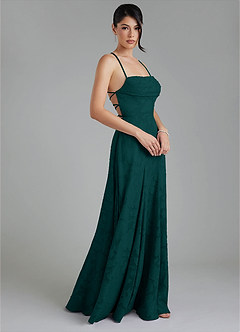 Azazie Tatum Robes de demoiselle d'honneur Robe Trapèze en Blumen-Burnout Corset Vert Pin image8