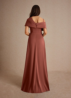 Azazie Milton Abiti per la Madre della Sposa Abito A-Line in Raso Elasticizzato Plissettato Auburn image4