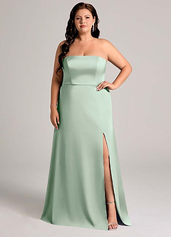 Azazie Wren Bridesmaid Dresses Agave A-Line Strapless Stretch Satin Convertible Dress image8