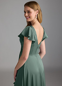 Azazie Omari Bridesmaid Dresses Sea Moss A-Line Stretch Satin Dress image3