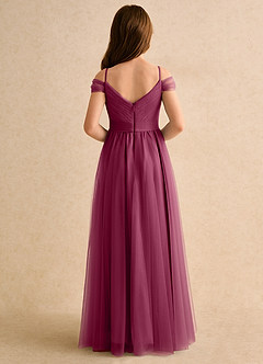 Azazie Yuna Girls Formal vestidos de niña de las flores Vestido de Mora de Tul de Corte en A con Vestidos sin tirantes image2