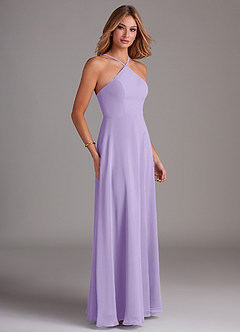 Azazie Bailey Robes de demoiselle d'honneur Robe Trapèze en Mousseline de soie Dos nu fendu sur le côté Lilas image6