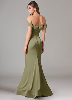 Azazie Everly Bridesmaid Dresses Pistachio Mermaid Off the Shoulder Stretch Satin Convertible Dress image5