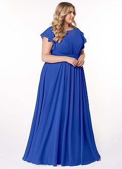 Azazie Daphne Modest Bridesmaid Dresses A-Line Ruffled Chiffon Floor-Length Dress image10