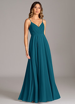 Azazie Amani Bridesmaid Dresses Ink Blue A-Line Pleated Chiffon Dress image5