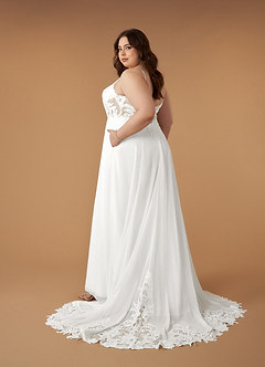 Azazie Kimmarie Abiti da Sposa Abito A-Line in Chiffon con Scollo a V e Paillettes Bianco Diamante Champagne image11