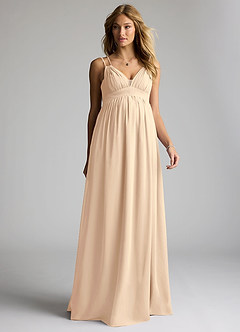 Azazie Emree Maternity Bridesmaid Dresses A-Line Chiffon Floor-Length Dress image1