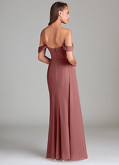 Azazie Amyra Bridesmaid Dresses Amethyst Sheath Off the Shoulder Chiffon Convertible Dress image4