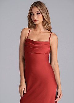 Azazie Seema Brudtärnklänningar Klä av Sjöjungfru i Stretch Satin Korsett Granatäpple image2