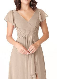 Azazie Omari Bridesmaid Dresses Taupe A-Line Chiffon Dress image8