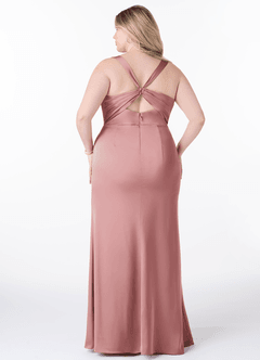 Azazie Mero Bridesmaid Dresses Dusty Rose Sheath Pleated Stretch Satin Dress image8