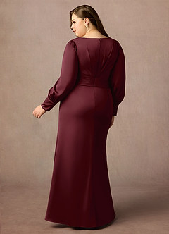 Azazie Petrina Klänningar till brudens mor Klä Sjöjungfru i Stretch Satin Plisserad Cabernet image7