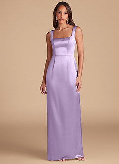Azazie Flori Bridesmaid Dresses Lilac Sheath Side Slit Metallic Satin Dress image2