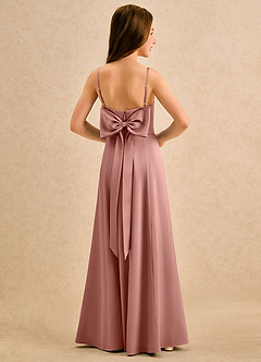 Azazie Chamomile Girls Formal Sukienki dla dziewczynek sypiących kwiaty Linia A Pofałdowany Satyna elastyczna Długość podłogi Sukienka image1