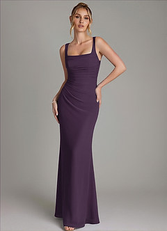 Azazie Agustina Bridesmaid Dresses Plum Mermaid Corset Chiffon Dress image4
