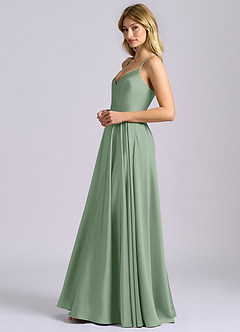 Azazie Truce Bridesmaid Dresses Matcha A-Line Stretch Satin Dress image5