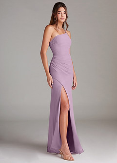 Azazie Eren Bridesmaid Dresses Wisteria Sheath One Shoulder Chiffon Dress image4