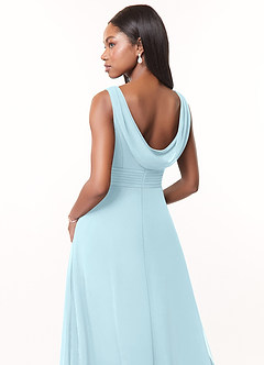 Azazie Karina Bridesmaid Dresses Cloud Blue A-Line Pleated Chiffon Dress image4