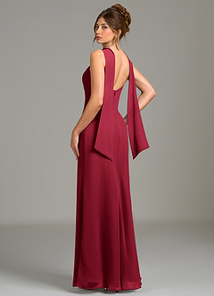 Azazie Cassiana Bridesmaid Dresses Burgundy Mermaid Pleated Chiffon Dress image2