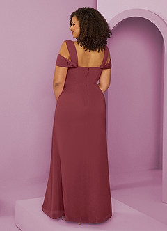 Barbie ♥ Azazie Vestidos de damas de honor Vestido de Merlot de Gasa de Corte en A con Vestidos sin tirantes image8