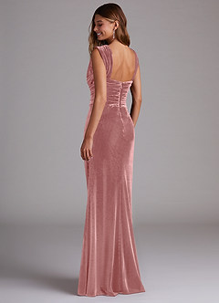 Azazie Genesis Bridesmaid Dresses Dusty Rose Sheath Pleated Velvet Dress image6