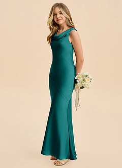 Azazie Rylina Junior Peacock Mermaid Stretch Satin Dress image4