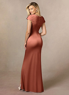 Azazie Anderson Kleider für die Brautmutter A-Linie Plissee Stretch-Satin Kleid Lehm image5