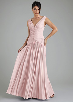 Azazie Kima Bridesmaid Dresses Blushing Pink A-Line Pleated Chiffon Dress image1
