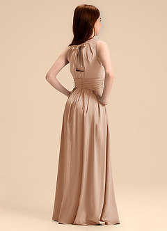 Azazie Bibiane Junior English Rose A-Line Pleated Stretch Satin Dress image7