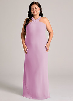 Azazie Doretta Robes de demoiselle d'honneur Robe Sirène en Mousseline de soie Plissée Rose Bonbon image6