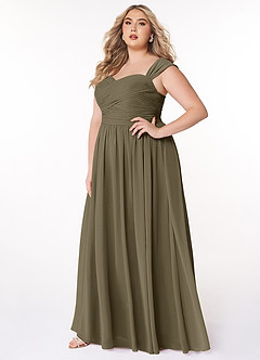 Azazie Zapheira Brudtärnklänningar Klänning av A-Linje i Chiffong Ruched Pilgrön image7